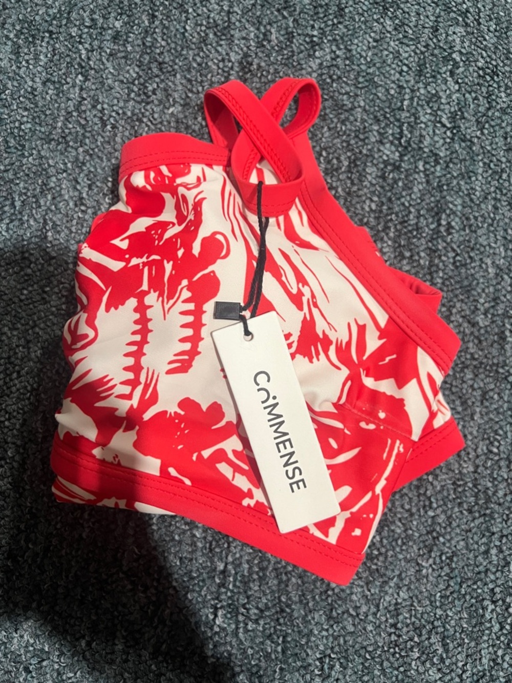 NWT COMMENSE 3 piece beach vacation Red Floral Bikini Set Maxi Skirt high waist - Picture 6 of 15